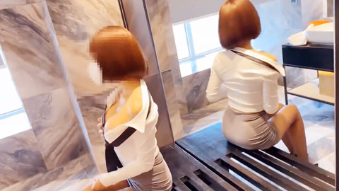 迷妹推荐--公司短发可爱前台小姐姐，OL气质短裙黑丝小高跟