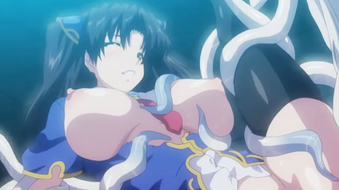 在學園一角聽到女學生的喘息聲。那裏是學生代表被觸手拘束搞著…