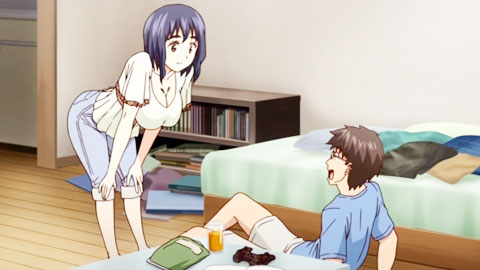 二人の巨乳女子生徒は同じ喫茶店のバイト仲間の部屋に遊びに来ていた