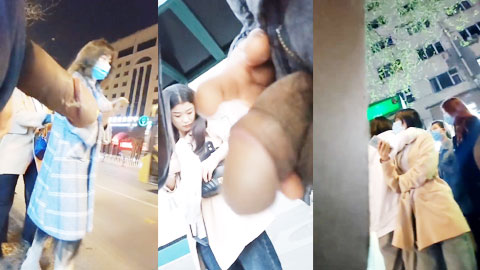 迷妹推荐--真牛-男子大街上在路过妹子面前露出打飞机