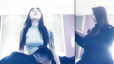 迷妹推荐--‘你把手机摆这干啥？我怕你录像’悲剧！长发花臂气质美女被操完才意识到有可能被偷拍了